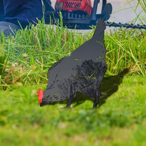 Acrylic black chicken yard stake garden art outdoor lawn decoration detail view display