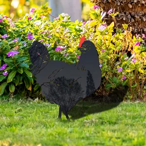 Acrylic chicken garden stake outdoor yard art decor for lawn patio backyard flower bed landscape.