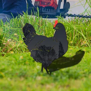 Black acrylic chicken yard art garden stake outdoor lawn decorative animal silhouette sign