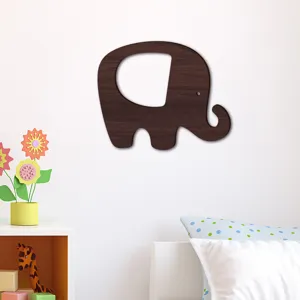 Wooden elephant wall art for kids bedroom decor, cute cartoon animal wooden wall sticker 1pc
