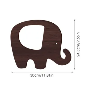 Wooden elephant wall sticker for kids bedroom decor, cute animal design wood board, 30x24.5cm