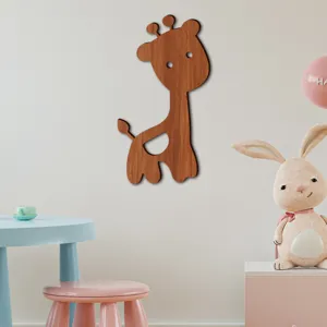 Wooden giraffe wall sticker for kids bedroom decor cute animal nursery art hanging