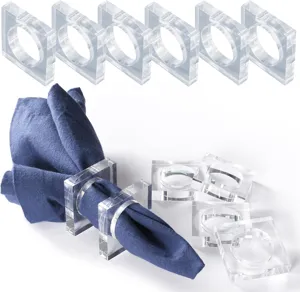 Transparente Acryl Serviettenringe Set quadratische Serviettenhalter fuer Hochzeit Tischdeko