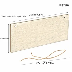 Wooden plaque dimension detail showing exact size thickness and matching hanging rope specs.