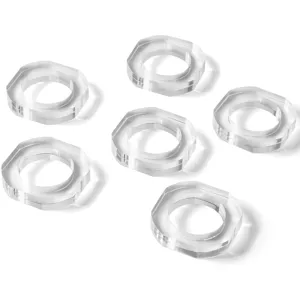 Klare Acryl Serviettenringe Detailansicht transparentes geometrisches Tischdeko Set.