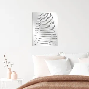 Adhesivo de pared de espejo acrílico de líneas geométricas 3D, decoración del hogar.