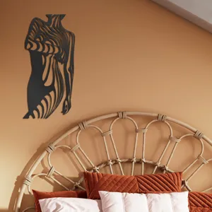 Modern 3D geometric female line acrylic wall sticker for bedroom and living room decor.
