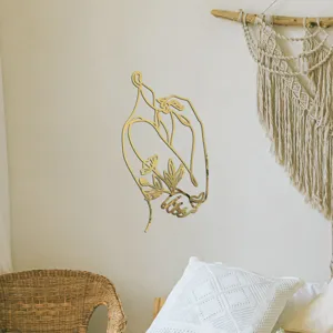 Detailed view of gold 3d abstract female body acrylic mirror wall sticker for home decor