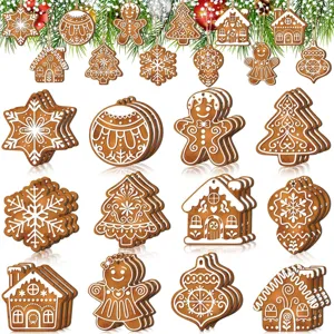 Christmas wooden ornaments gingerbread man pendants set for holiday tree party decor