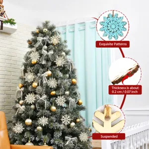 Wooden Christmas snowflake hanging ornaments for tree decoration, 10pcs DIY craft set.
