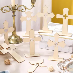 Holzkreuz Bastelset unlackiertes Holz Kreuz Tischdekoration fuer Heim und Kirche
