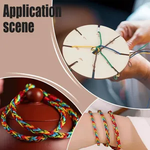 Wooden round kumihimo braiding disk for DIY handmade friendship bracelets and weaving crafts.