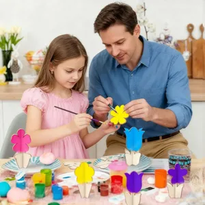 Unfinished wooden DIY flower craft painting set for kids and adults creative home decor.