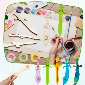 DIY wooden pirate sword painting kit kids craft educational toys unpainted wooden dagger props
