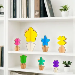 Wooden unfinished DIY handmade flower 3D children painting paintable floral craft home decor
