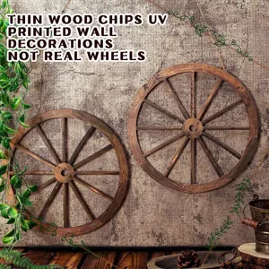 Vintage Wooden Wheel Wall Decor Rustic American Style Round Hanging Ornament For Home Living Room Wall Art Decoration