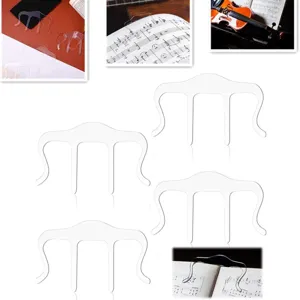 Transparent acrylic music page holder book clip for piano practice, clear sheet music marker.