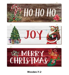 Christmas wooden hanging sign set of 3 rustic wall decor festive holiday home ornaments