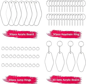 DIY acrylic keychain blanks making kit with metal split rings and jump rings for crafts