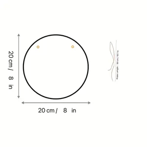 Wooden round sign dimension diagram showing 20 cm diameter with 50 cm hanging rope.