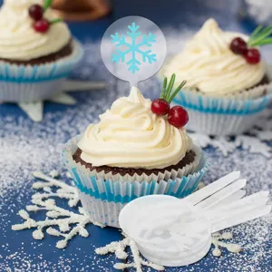 Topper de tarta de copo de nieve acrílico transparente para mesas de postres, bodas y decoración.