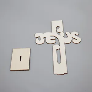 Hölzernes Jesus Kreuz Ornament DIY Handwerk Tischdekoration Heimdekoration religiöses Holz