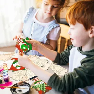 Unfinished wooden Christmas gnome DIY craft painting set for home decor and kids activities.
