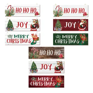Christmas Wooden Hanging Sign Wall Decor Vintage Holiday Plaque Sign Santa Tree Hanging Board For Living Room Home Decoration