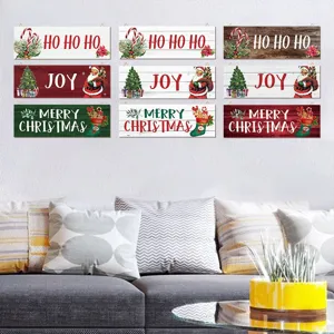 Christmas wooden hanging sign set, rustic wall decor for holiday home decoration.