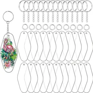 DIY Acrylic Keychain Blanks Transparent Diamond Shape Key Chain Making Kit For Craft Handmade Bag Decoration