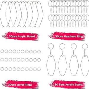 DIY acrylic keychain blanks set 90pcs diamond shape acrylic board with rings for crafts.