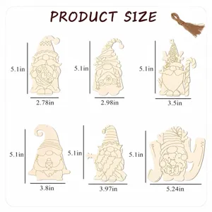Wooden unfinished Christmas gnomes blank DIY craft hanging ornaments size chart display 24pcs