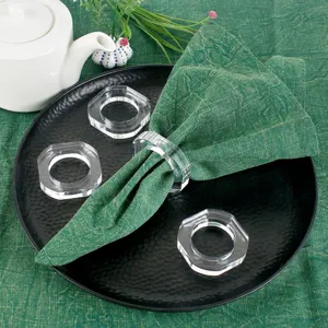 Transparente Acryl Serviettenringe quadratischer Serviettenhalter für Party Tischdeko.