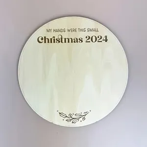 Placa redonda de madera recuerdo huella bebe Navidad 2024 articulo decoracion fiesta