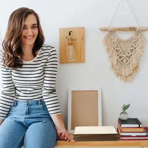 Accessoires de bricolage en bois pour tissage, base de métier à tisser en bois entaillée multicouche.