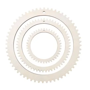 Wooden gear weaving ring detail closeup showing concentric design for DIY craft projects.