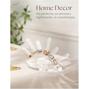 Acrylic evil eye ring display stand, clear jewelry organizer for dressers nightstands.