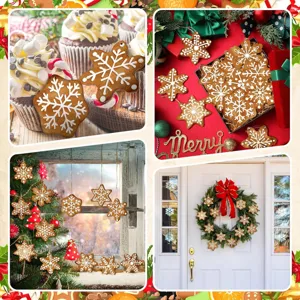Christmas wooden snowflake hanging ornaments gingerbread tree party decorations pendant set
