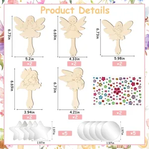 10 Pz Specchio di fata in legno fai da te bambini pittura specchietto decorazione feste