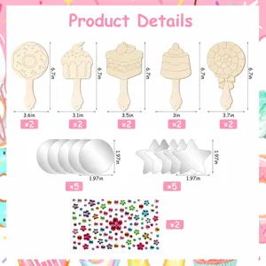 Kit fai da te specchio fata in legno per bambini con forme assortite e adesivi con strass.