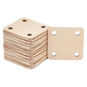 24 Pcs Cartes de Métier à Tisser en Bois Carré Vierges 4 Trous Accessoire de Tissage DIY