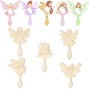 10pz bambini legno fata specchio mano DIY pittura non dipinto artigianato festa