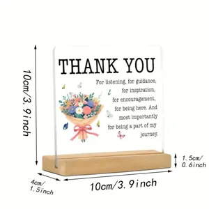 Plaque en Acrylique avec Socle en Bois Thème Merci Décoration de Bureau Cadeau Option 1