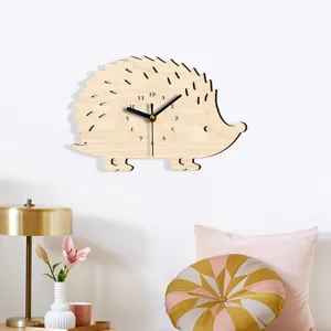 Holz Igel Wanduhr, süße Cartoon leise Uhr für Kinderzimmer Schlafzimmer Heimdekoration.