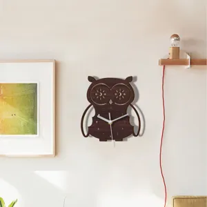 Holz Eule Wanduhr für Kinderzimmer, leise dekorative Cartoon Tier Uhr für die Heimdekoration.