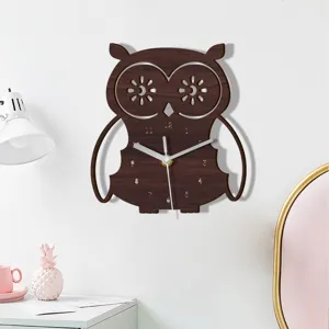 Holz Eulen Wanduhr Detail, leises Uhrwerk, perfekt für Kinderzimmer und Schlafzimmer Dekoration.