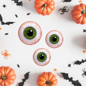 Halloween scary eyeball and pumpkin wall stickers, festive party floor decor, peel and stick.