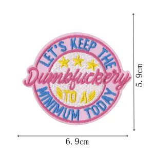 Toppa ricamata rosa con slogan divertente distintivo fai da te vestiti giacca zaino