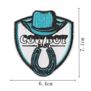 Embroidered cowboy hat horseshoe patch badge iron on clothing accessory clothing decoration.