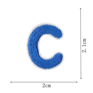 Blue embroidered letter C patch, cute mini DIY decorative clothing accessory iron on badge.